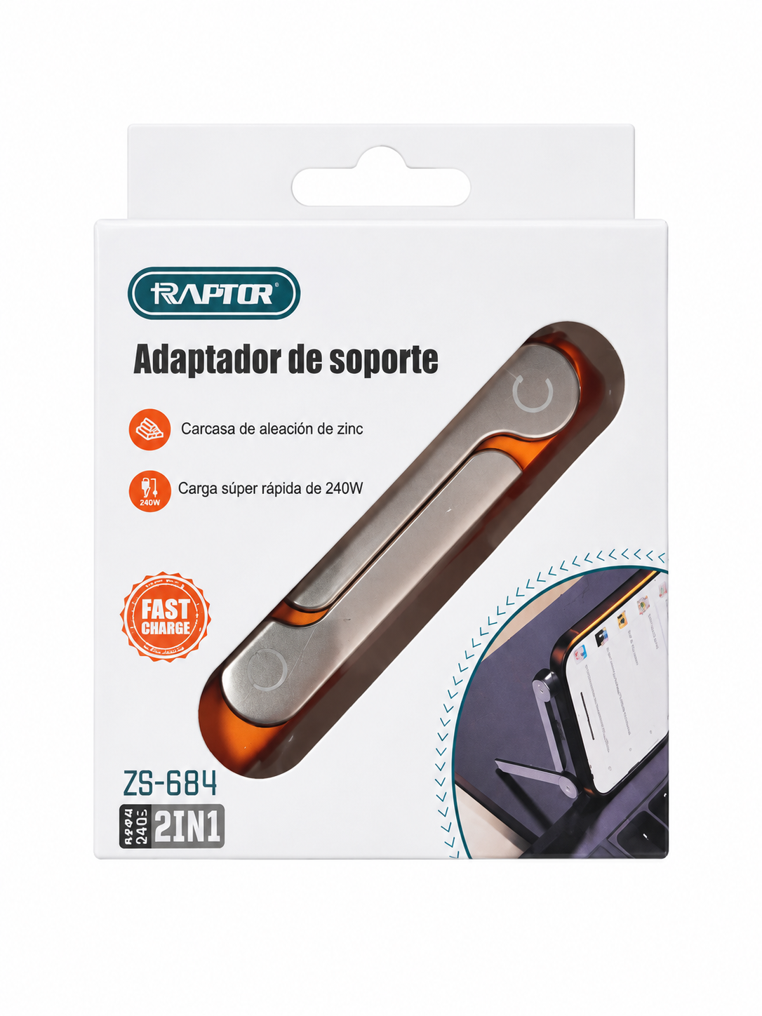 Caja del adaptador Raptor ZS-684 naranja, sin cable